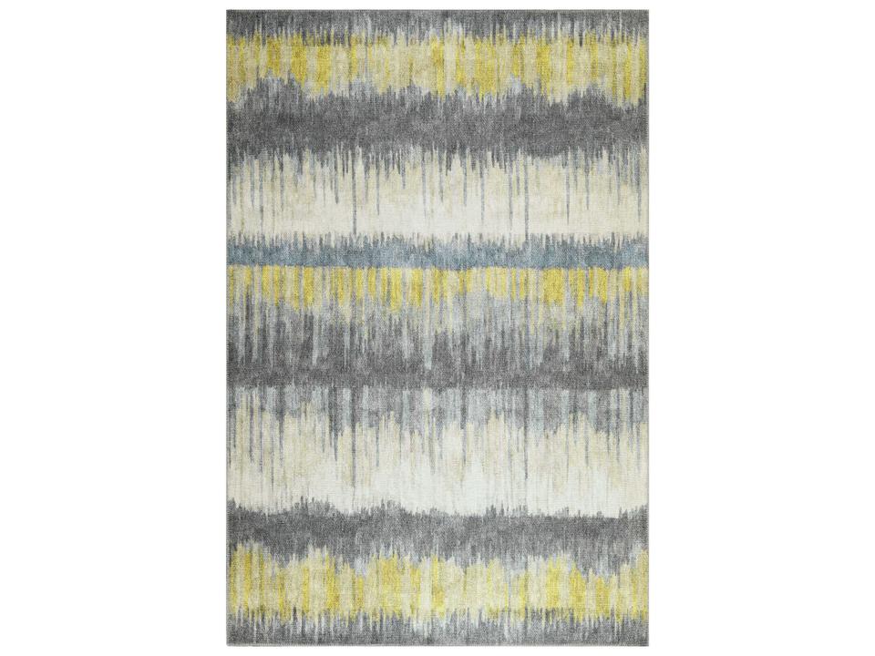 London Geometric Washable Area Rug in Gold and Grey