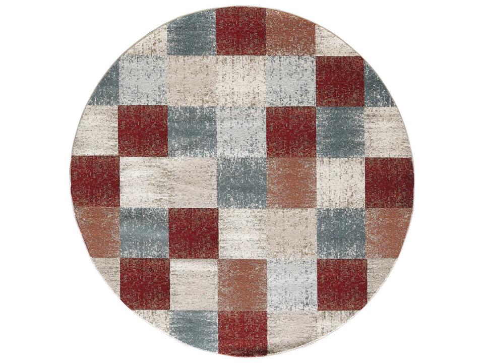 Avalon Traditional Geometric Area Rug in Brown Round