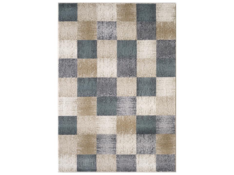 Avalon Checkered Geometric Area Rug in Ivory Polypropylene