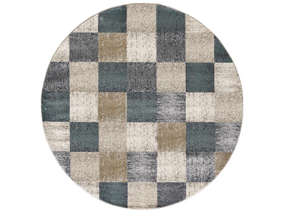 Avalon Geometric Checkered Area Rug in Ivory