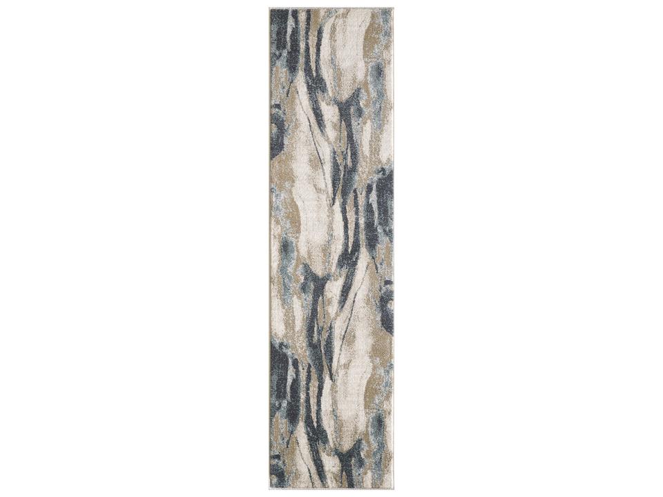 Avalon Abstract Runner Area Rug in Ivory and Blue