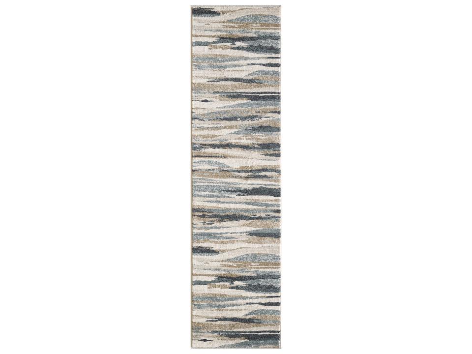 Avalon Abstract Runner Area Rug in Ivory and Blue