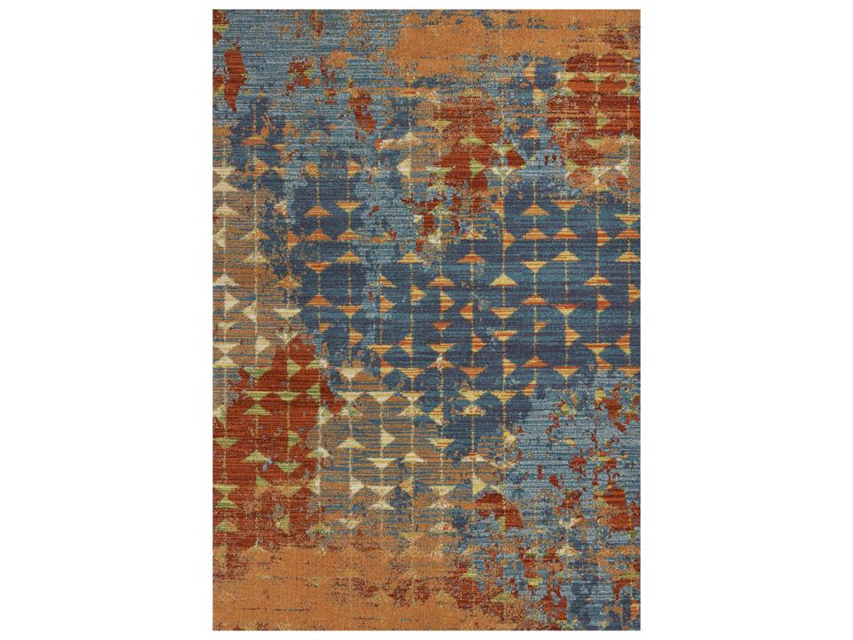 Illusions 6208 Blue Coral Abstract Machine Woven Area Rug
