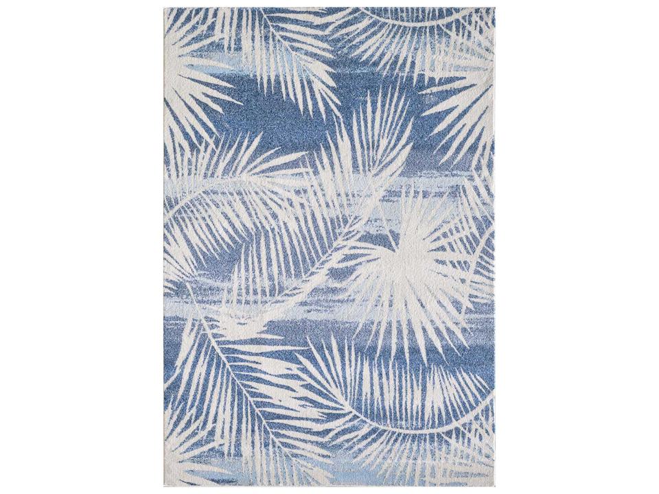 Stella Blue Palms Transitional Floral Area Rug in Blue