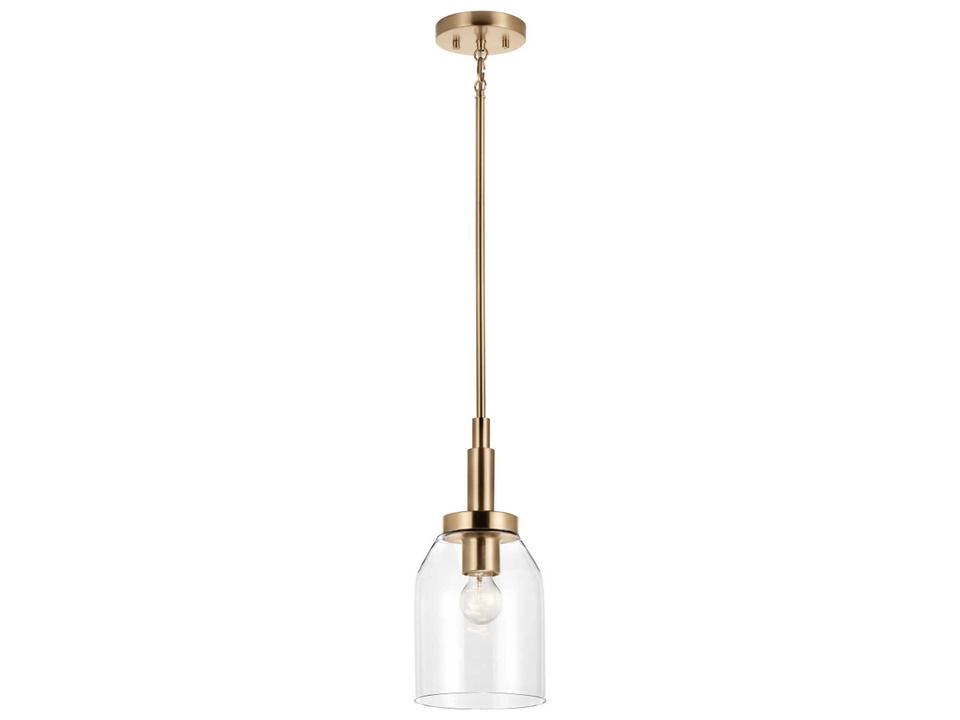 Madden 1-Light Mini Pendant Light in Champagne Bronze with Clear Glass