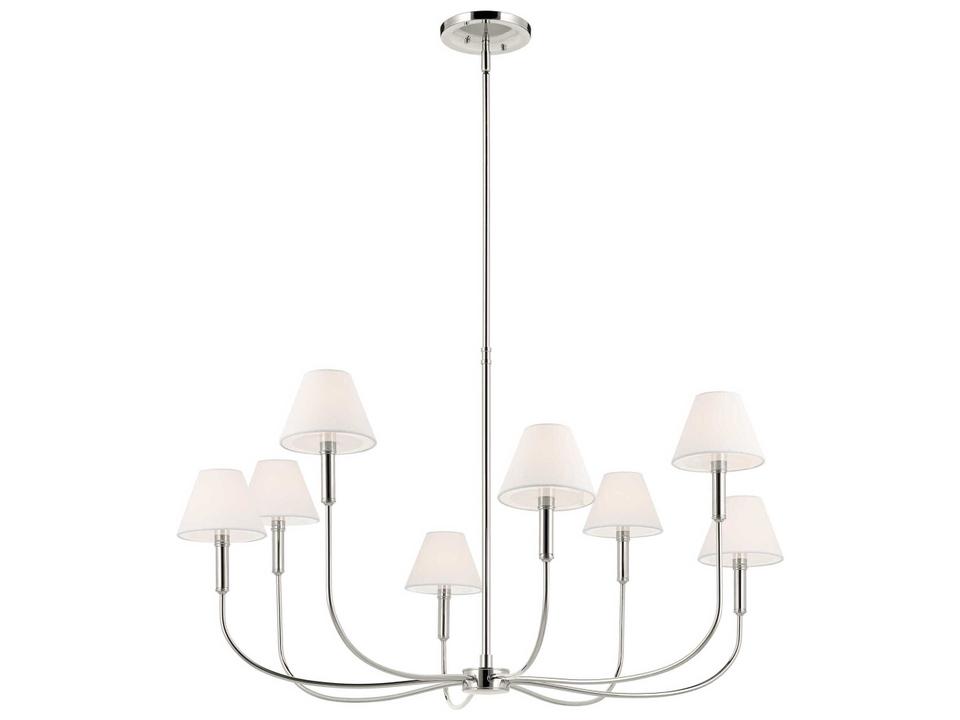 Eadie 8-Light Polished Nickel Chandelier with White Fabric Shades