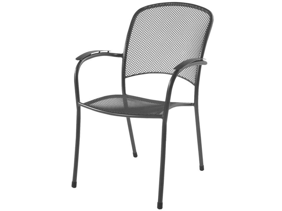 Carlo Wrought Iron Stackable Dining Arm Chair in Iron Grey