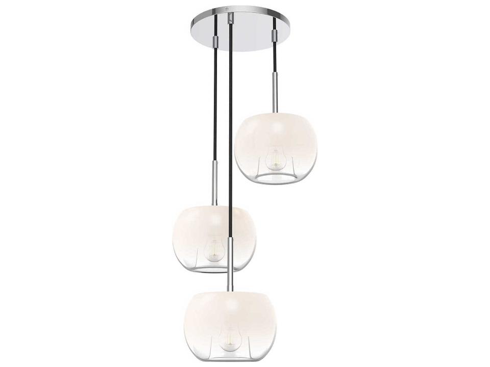 3-Light Samar Chandelier with Transition Opal Glass in Chrome
