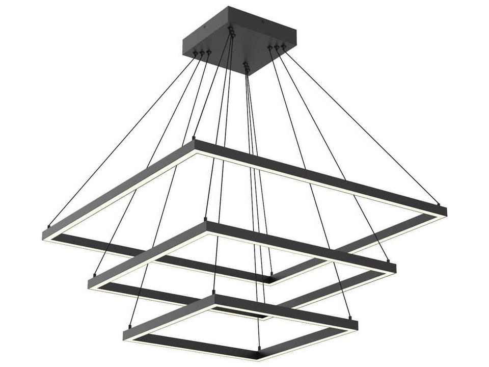 Piazza 32-Inch 3-Layer LED Chandelier in Black