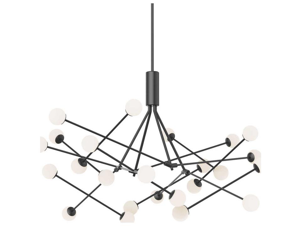 Moto 56-Inch LED Chandelier in Black with Opal Glass