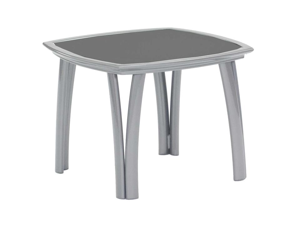 Modone 24-Inch Square Extruded Aluminum Side Table with Glass Top