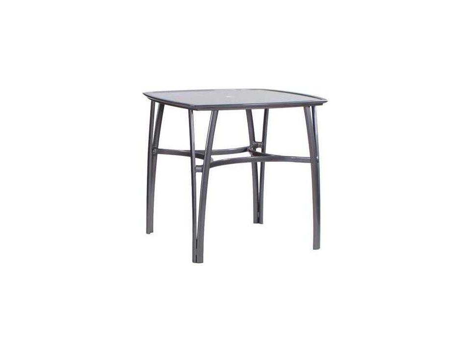 Modone Tables Square Aluminum Outdoor Bar Table with Umbrella Hole