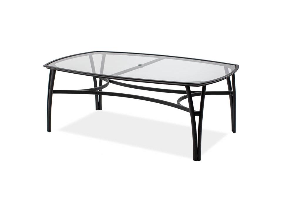 Modone Tables Aluminum Rectangular Outdoor Patio Dining Table with Umbrella Hole