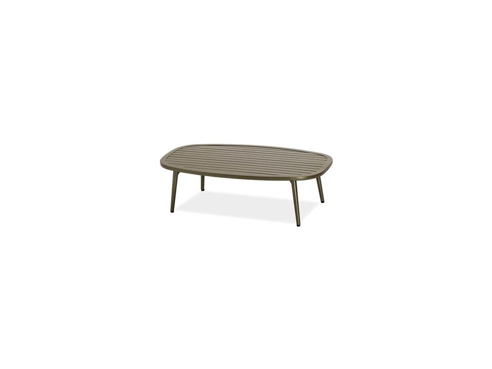 Ella Aluminum Oval Slat Top Outdoor Patio Coffee Table
