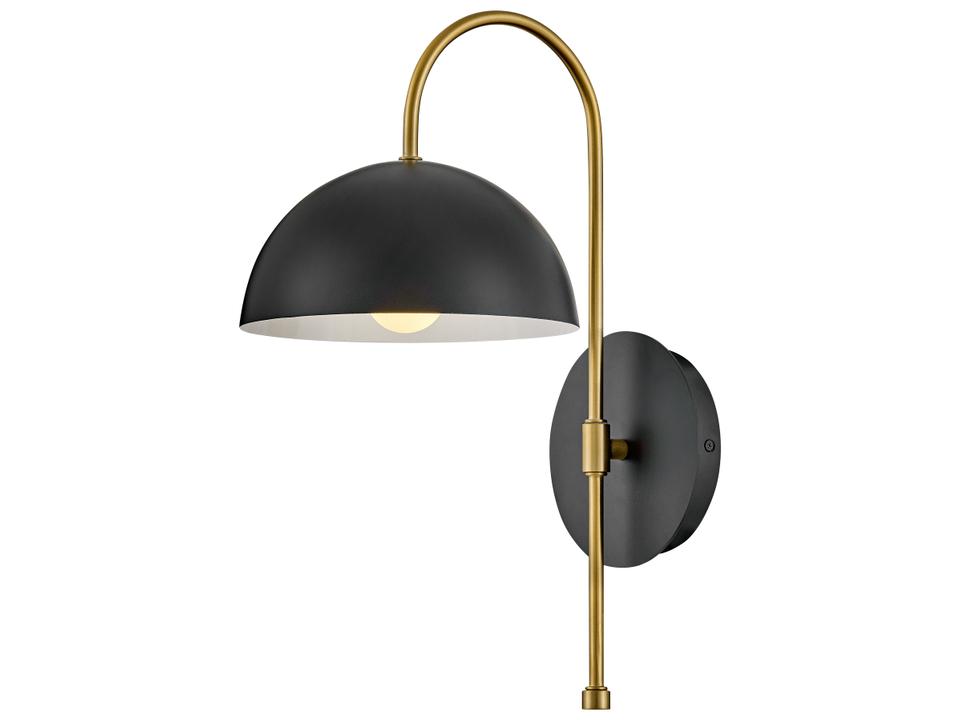 Lou 1-Light Black Lacquered Brass Wall Sconce