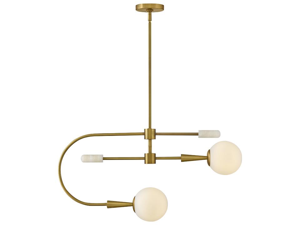 2-Light Maude Globe Chandelier in Lacquered Brass