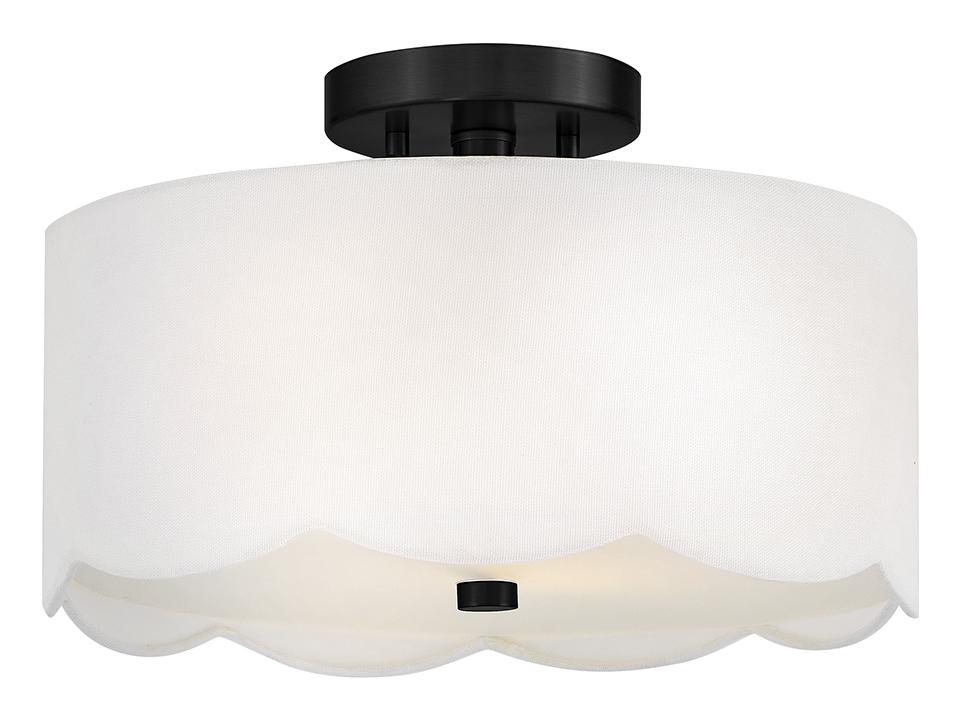Bliss 2-Light Black Drum Semi Flush Mount