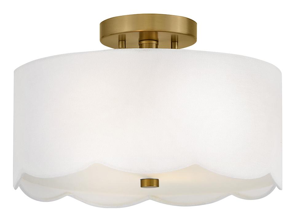 Bliss 2-Light Lacquered Brass Drum Semi Flush Mount