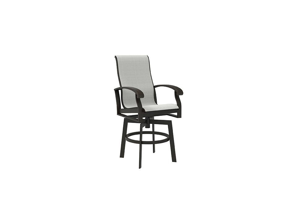 Smith Lake Sling Swivel Bar Stool in Powder-Coated Aluminum