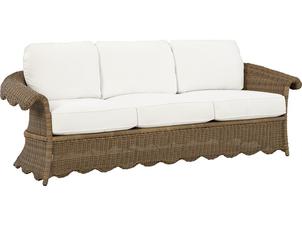 Cleary 3-Seat Outdoor Wicker Sofa with Scalloped Details in Barley