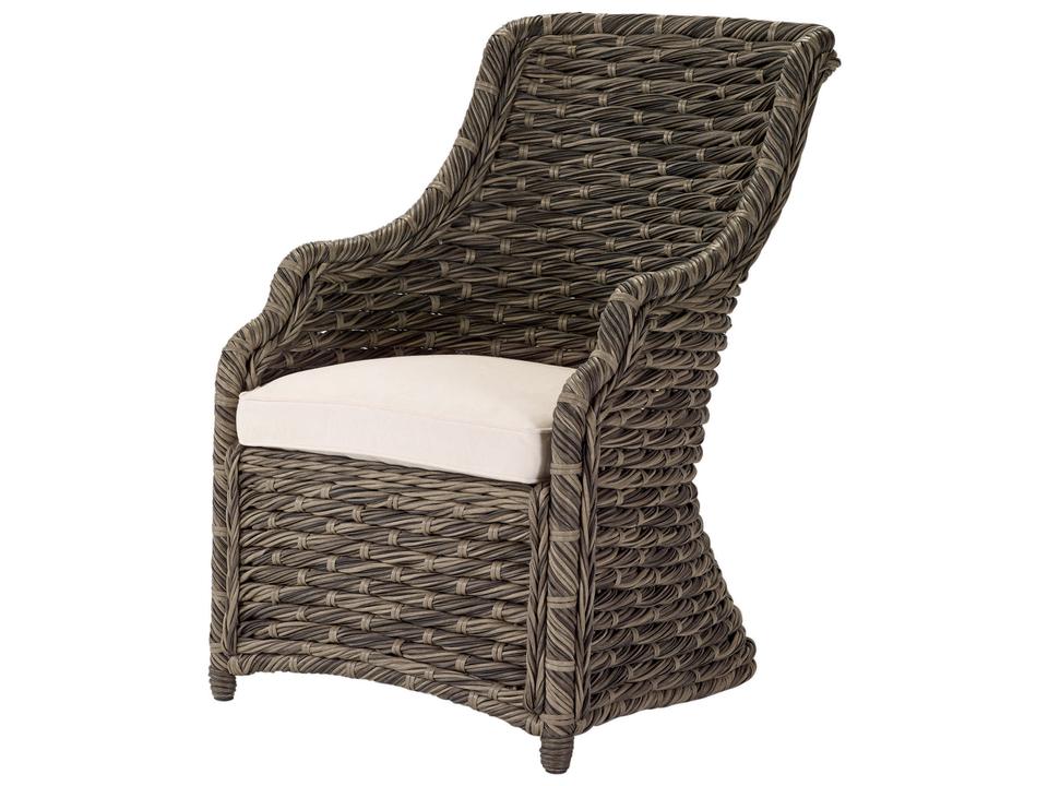 Hemingway Outdoor Woven Dining Arm Chair in Weathered Driftwood