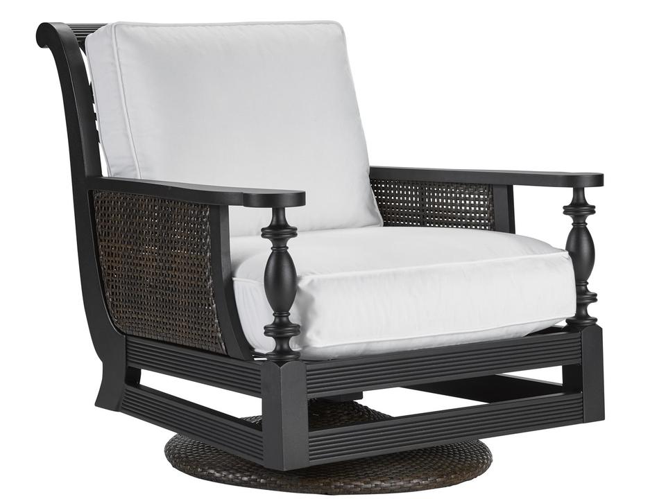 Hemingway Islands Outdoor Swivel Rocker Lounge Chair in Black Truffle