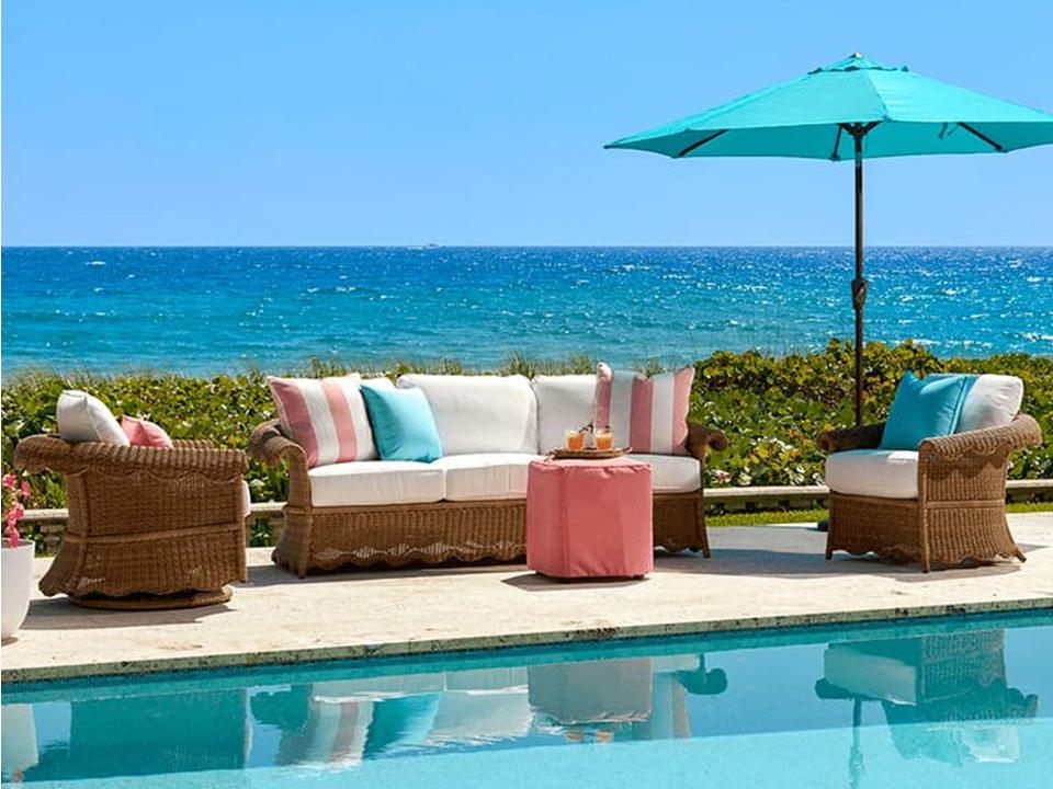 Cleary By Celerie Kemble Wicker Cushion Patio Lounge Set