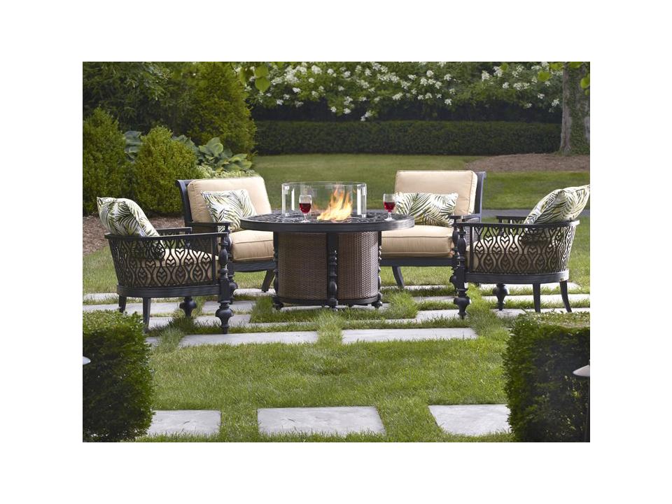 Hemingway Plantation Cast Aluminum Fire Pit Patio Lounge Set