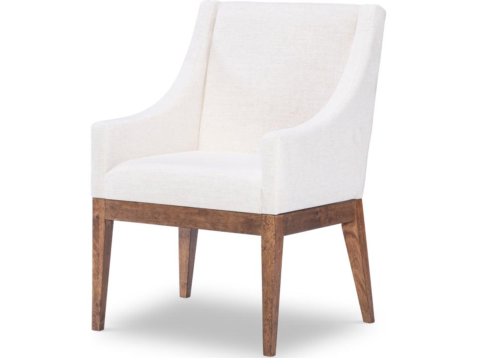 Artisan's Place Pine Wood Brown Upholstered Arm Dining Chair