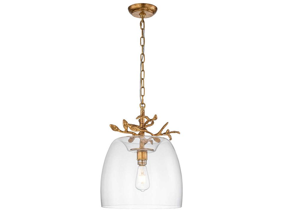 Lucas + McKearn Audubon Park Gold Pendant Light with Gilded Branches and Clear Glass