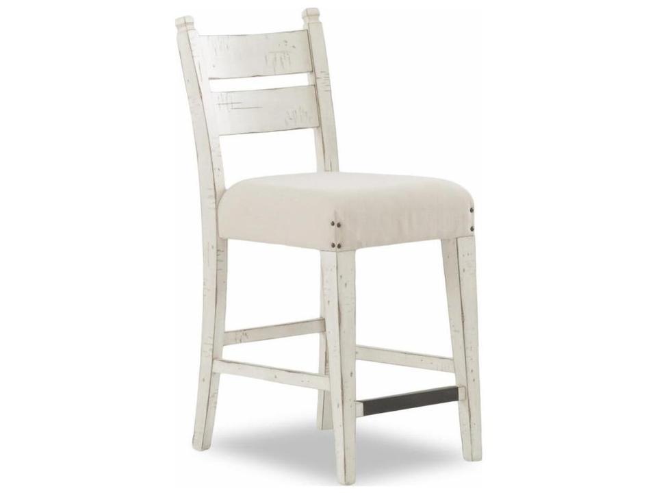 Coming Home Chalk Upholstered Oak Wood Counter Stool