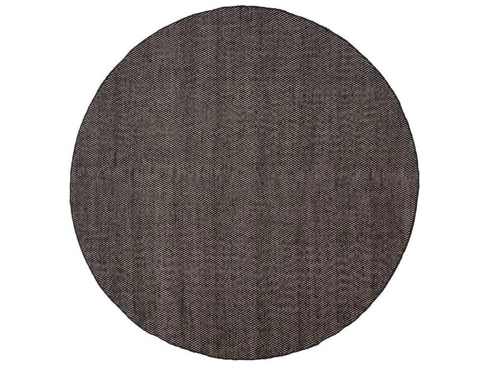 Asko Round Area Rug Handwoven Wool and Cotton Black