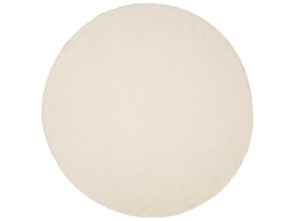 Asko White Round Handwoven Wool Area Rug