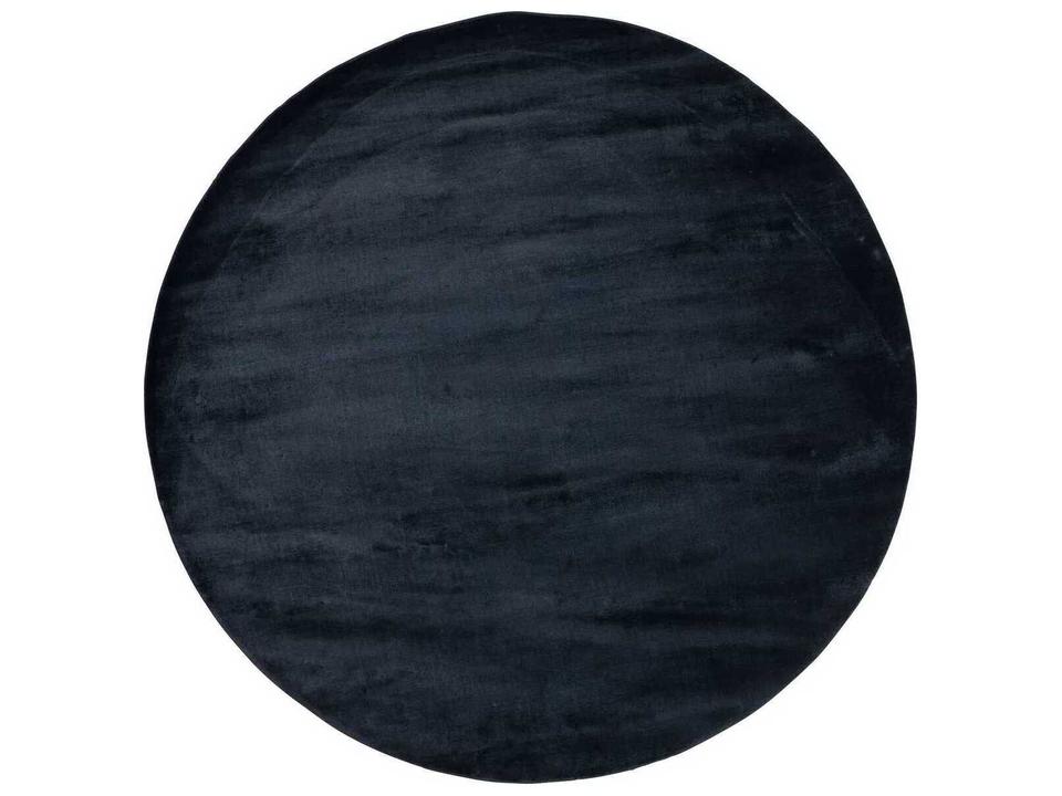 Lucens Hand-Loomed Viscose Round Rug in Navy