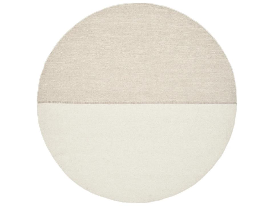 Magnetize Round Handwoven Wool Blend Area Rug in Beige