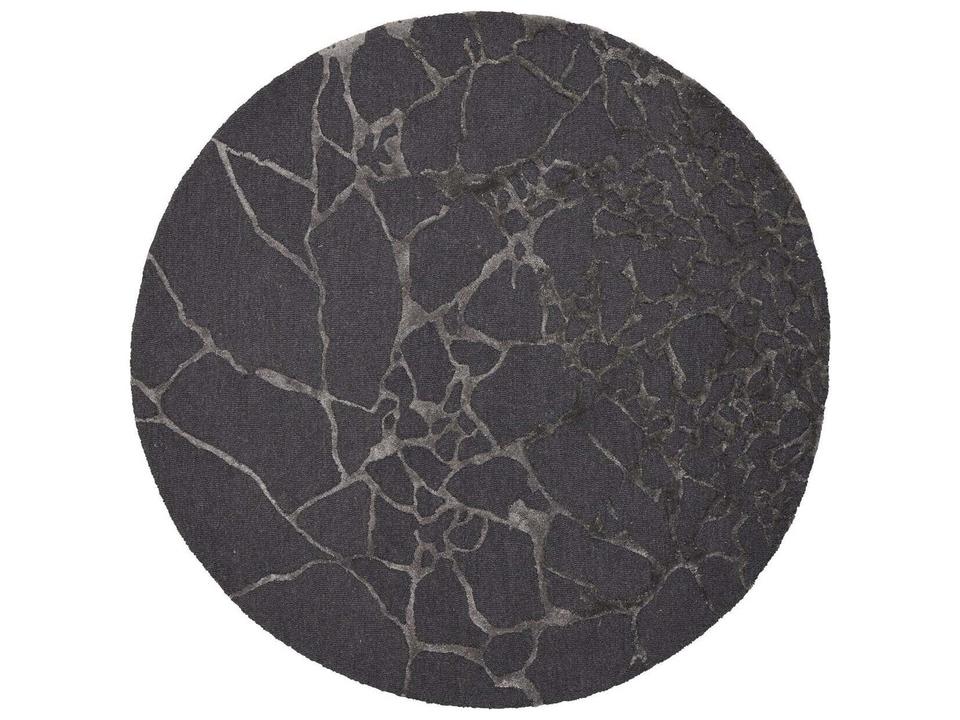 Marmo Abstract Area Rug in Charcoal Wool and Viscose
