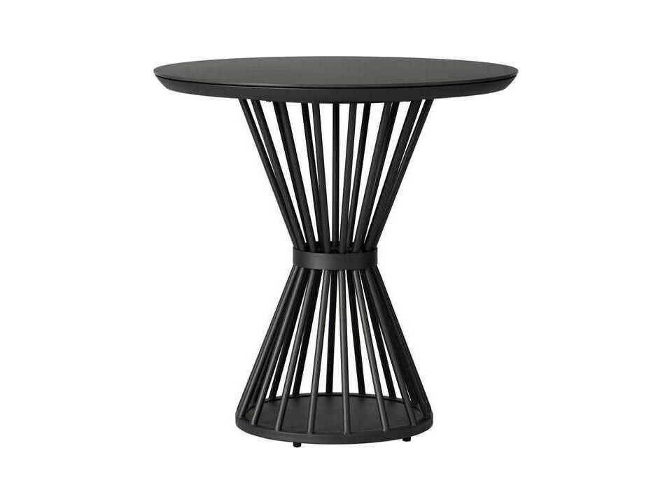 Escape 36 Inch Round Counter Table with Stone Look Top in Matte Charcoal