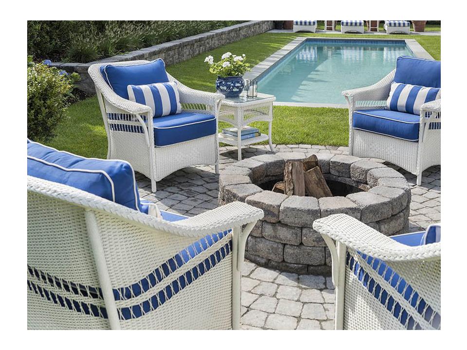 Nantucket Wicker Firepit Patio Lounge Set