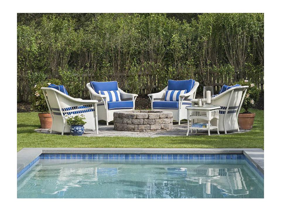 Nantucket Wicker Firepit Outdoor Patio Lounge Set