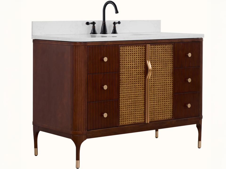 48-Inch Brown Birch Contemporary Single Sink Bathroom Vanity