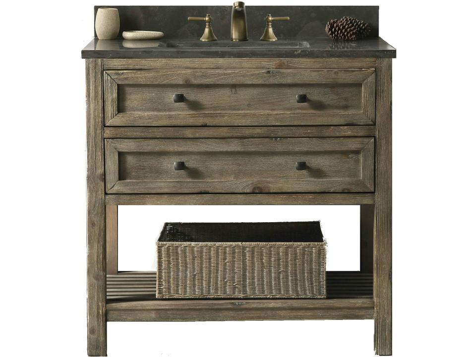 WH Series 36-Inch Brown Rustic Vanity with Moon Stone Top
