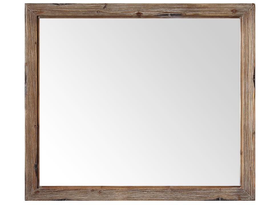 Wh Series 42-Inch Rustic Brown Wood Wall Mirror