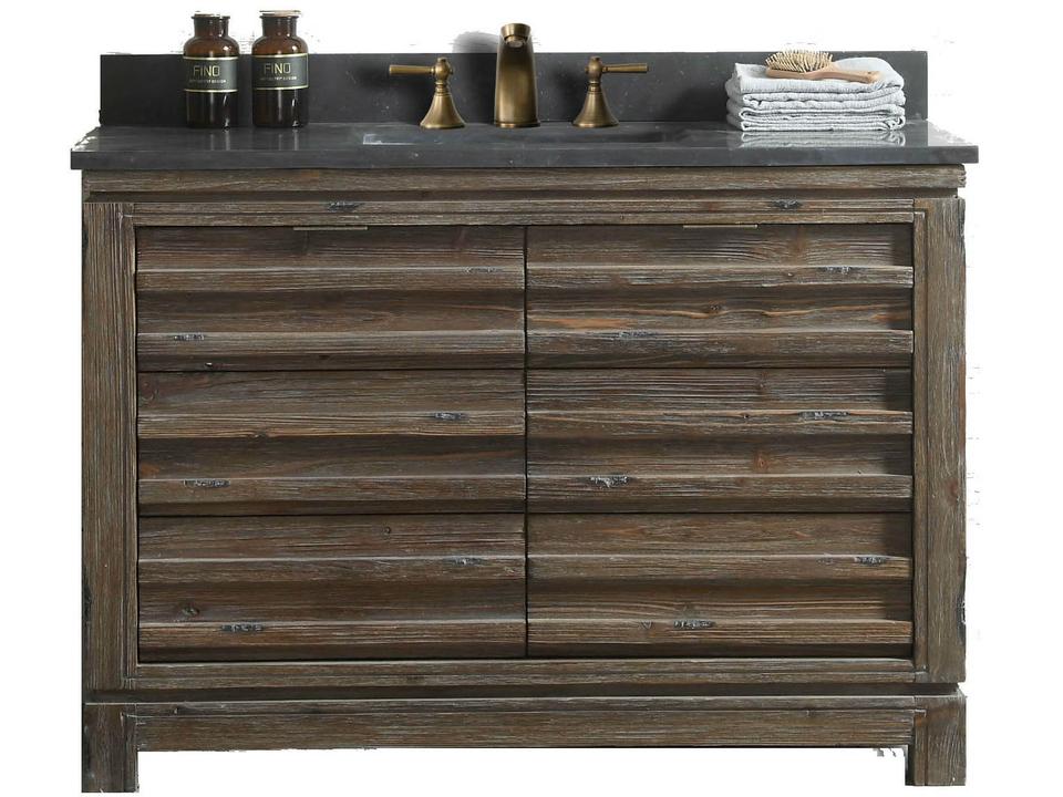 48-Inch Fir Wood Bathroom Vanity with Moon Stone Top in Rustic Brown