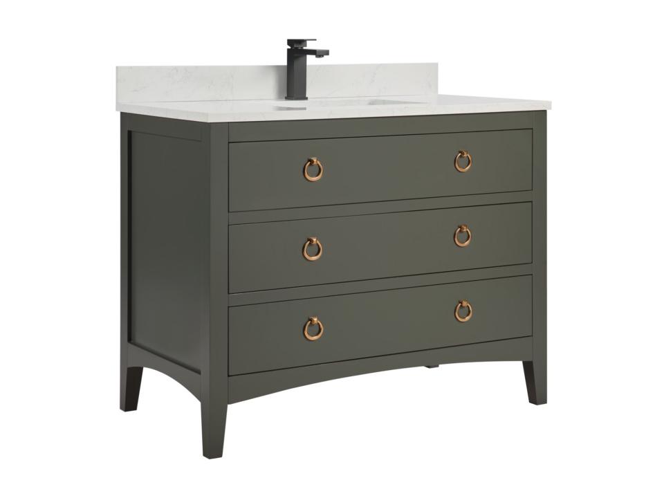 WS2518 Series 42-Inch Bathroom Vanity Pewter Green with Artificial Stone Top