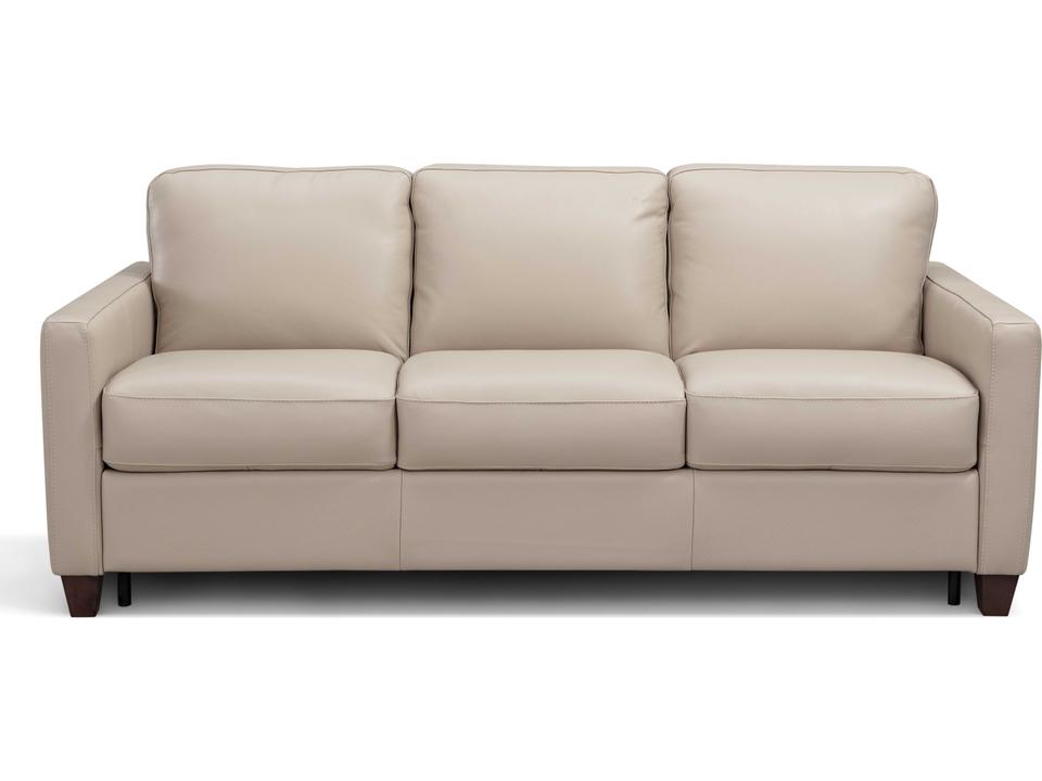 Millbrook 3-Seat Top Grain Leather Queen Sleeper Sofa with Memory Foam Mattress Taupe