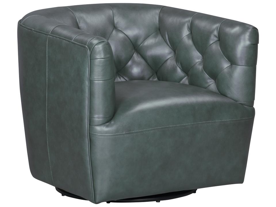 Mira Swivel Accent Chair in Forest Green Leather