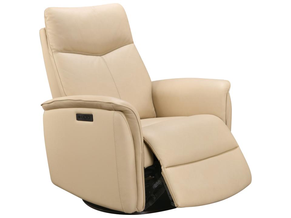 Inman Taupe Leather Swivel Glider Power Recliner Chair