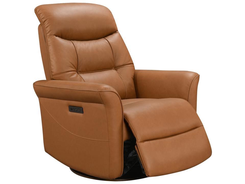Jennings Power Swivel Glider Recliner in Camel Top Grain Leather