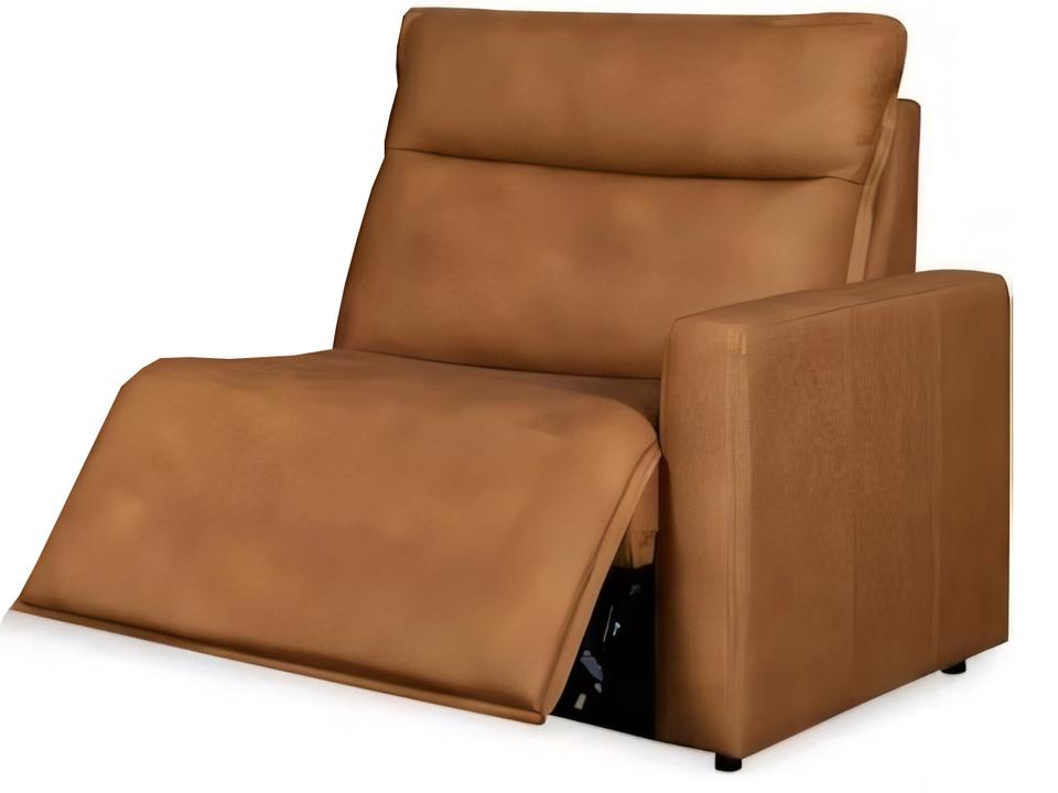 Adell Right Arm Facing Powered Leather One Arm Chair in Saddle
