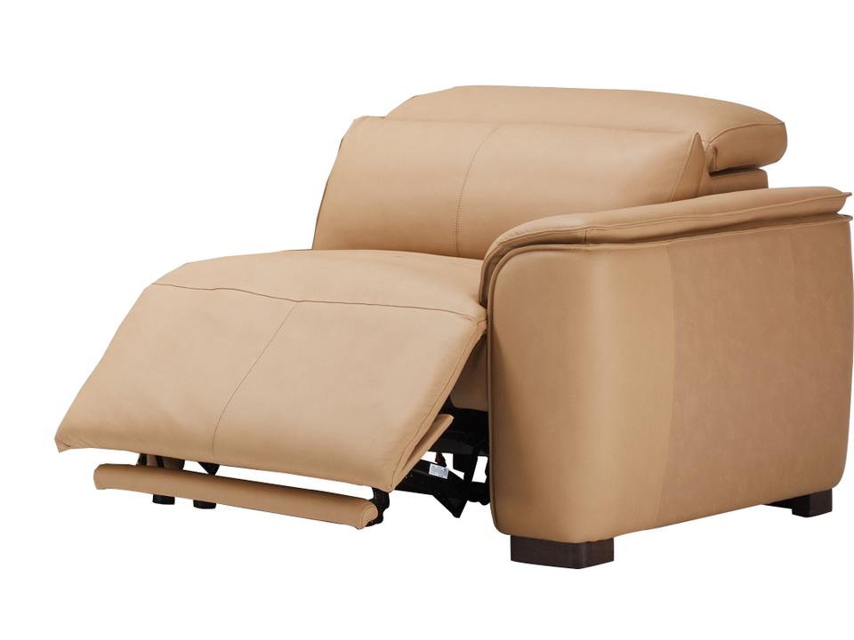 Norwalk Right Arm Facing Power Reclining Modular Sectional Armchair in Sand Leather